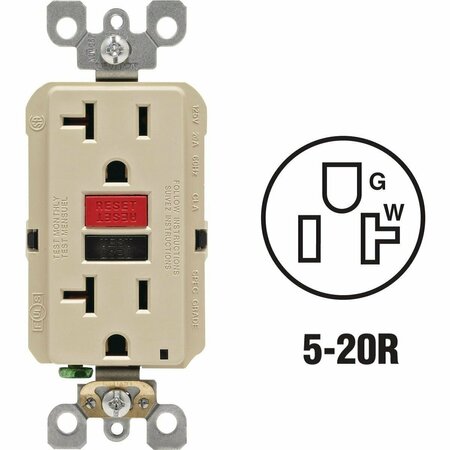 LEVITON SmartlockPro Self-Test 20A Ivory Commercial Grade 5-20R GFCI Outlet R99-GFNT2-0RI